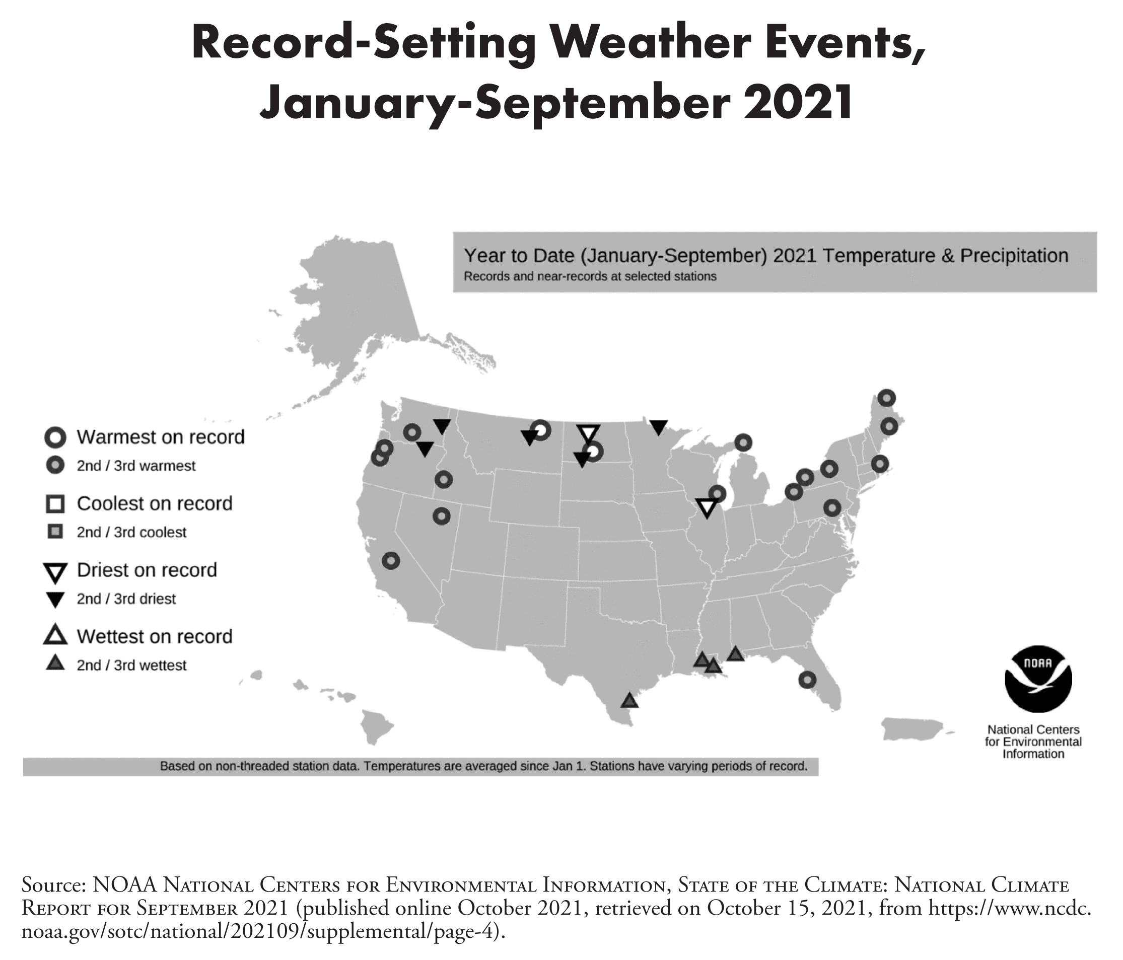 Record-Breaking Weather Events, Jan-Sep 2021
